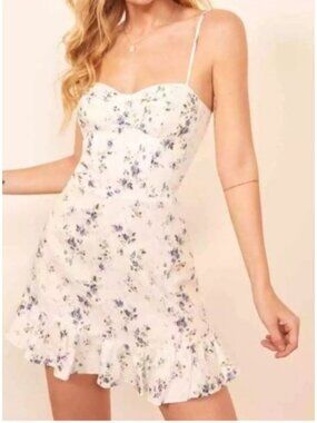 Reformation Floral Mini Dress Yellow Blue Spaghetti Strap Size 0